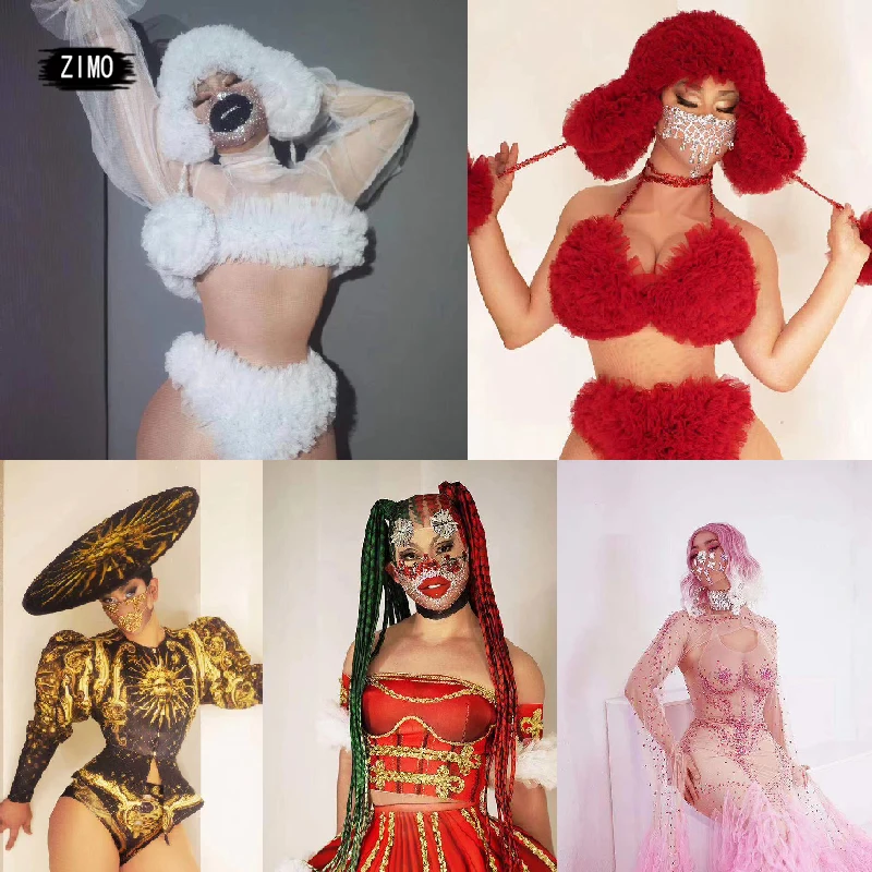 Блестящая модная маска для женщин и мужчин rave со стразами и кристаллами - Фотография_5