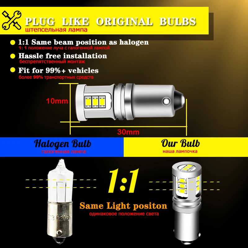 Ijdm t4w ba9s led blub bax9s h21w - Фотография_5