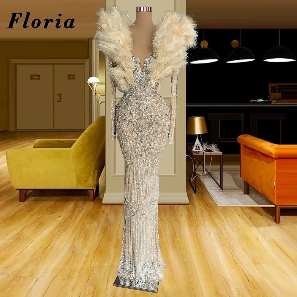 Женское вечернее платье с перьями floria