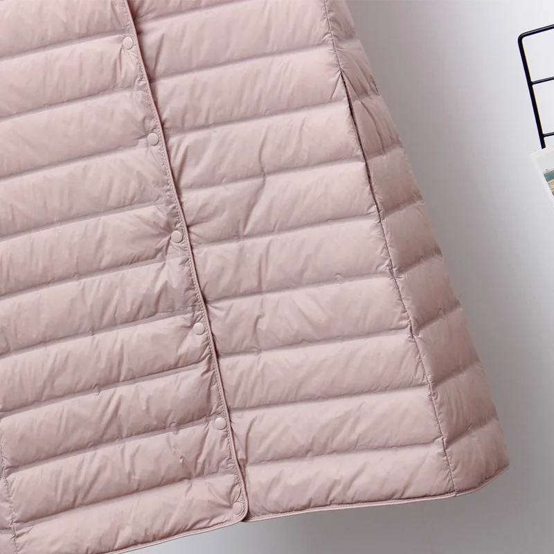 Schinteon женский ультра легкий пуховый длинный жилет с капюшоном - Фотография_5