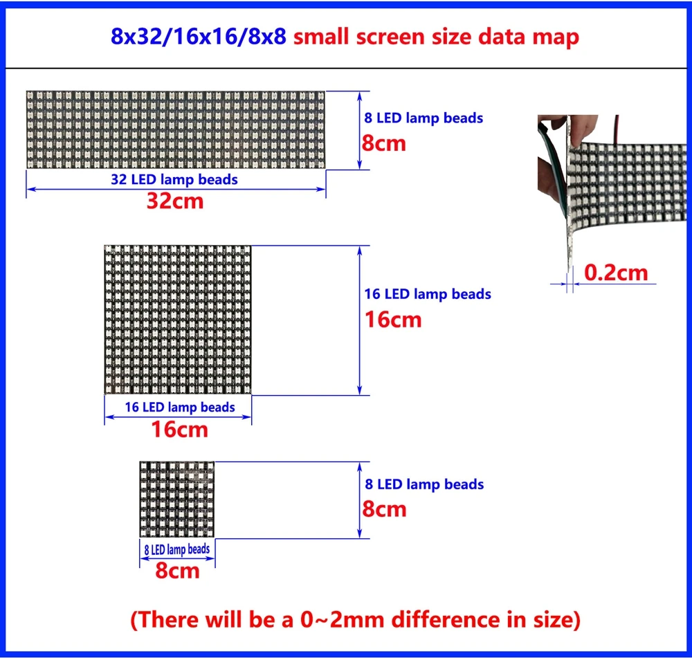 Dc5v ws2812b 8*8 16*16 8*32 гибкая - Фотография_3