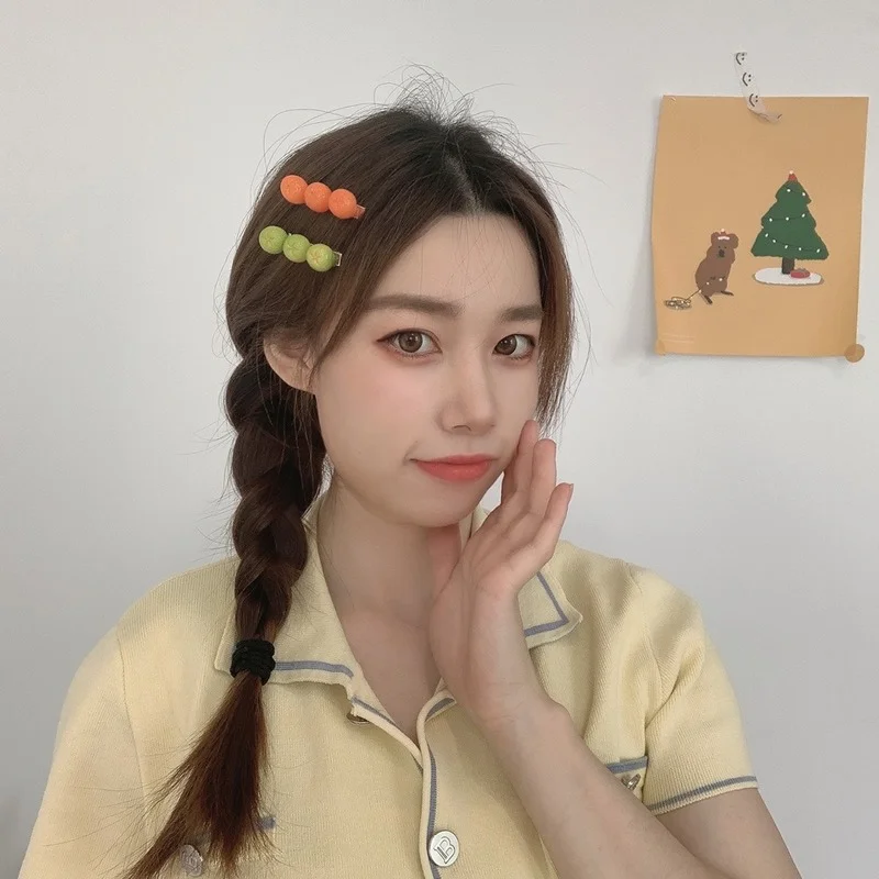 Креативная забавная полуоблегающая оранжевая шпилька для волос - Фотография_3