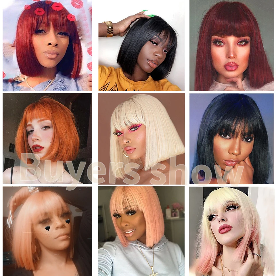 Короткий белый парик боб с челкой - Фотография_6