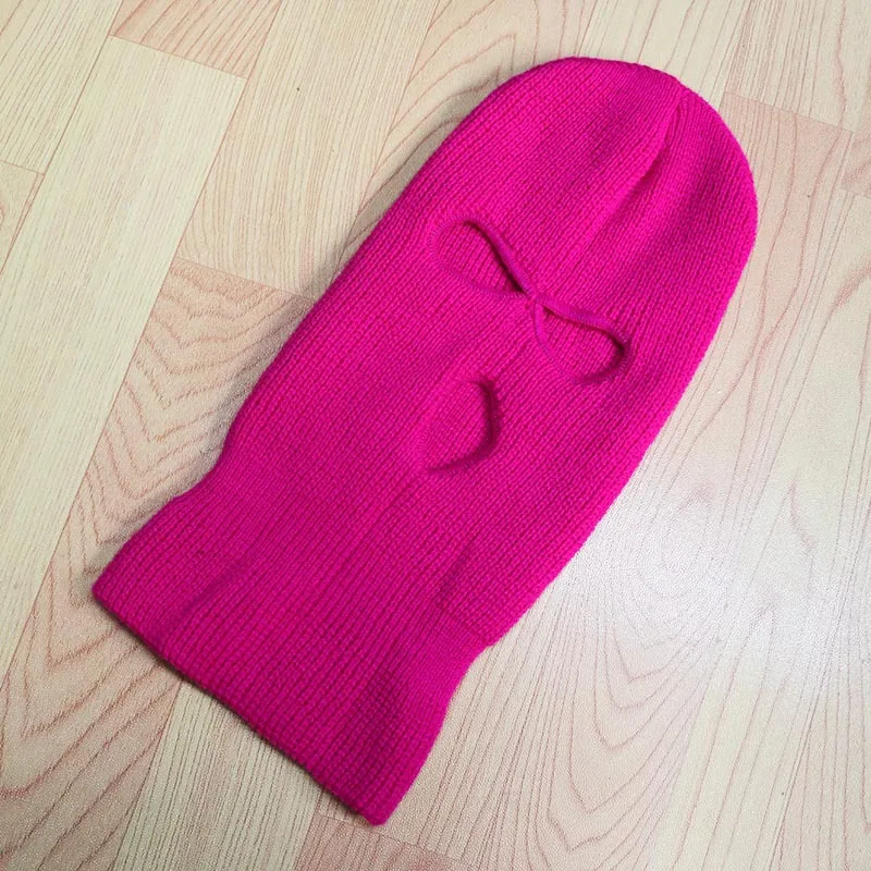 Новая вязаная шапка с тремя отверстиями для мужчин и женщин - Фотография_3