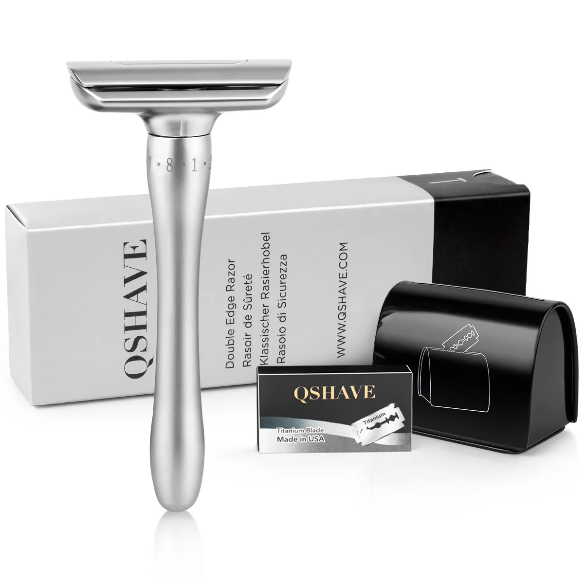 Регулируемая безопасная бритва qshave с магнитной крышкой