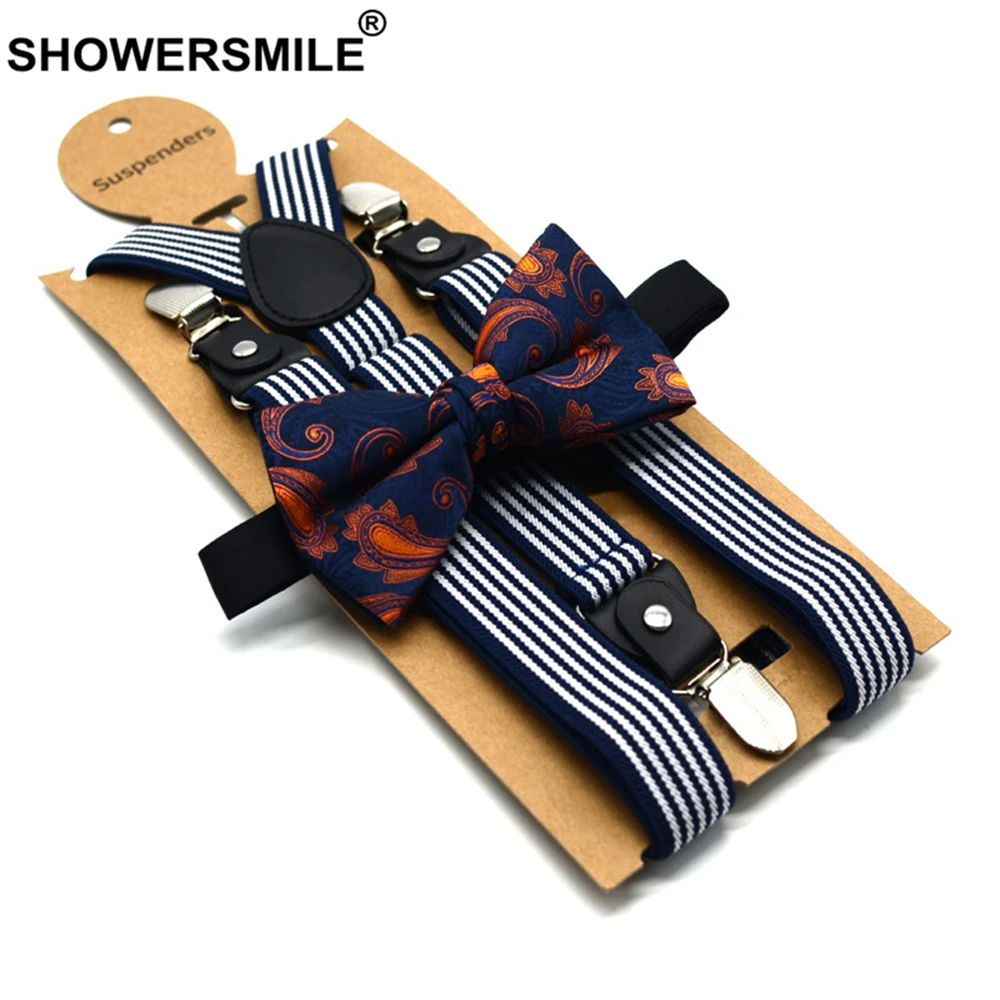 Showersmile мужские брючные подтяжки с галстуком-бабочкой
