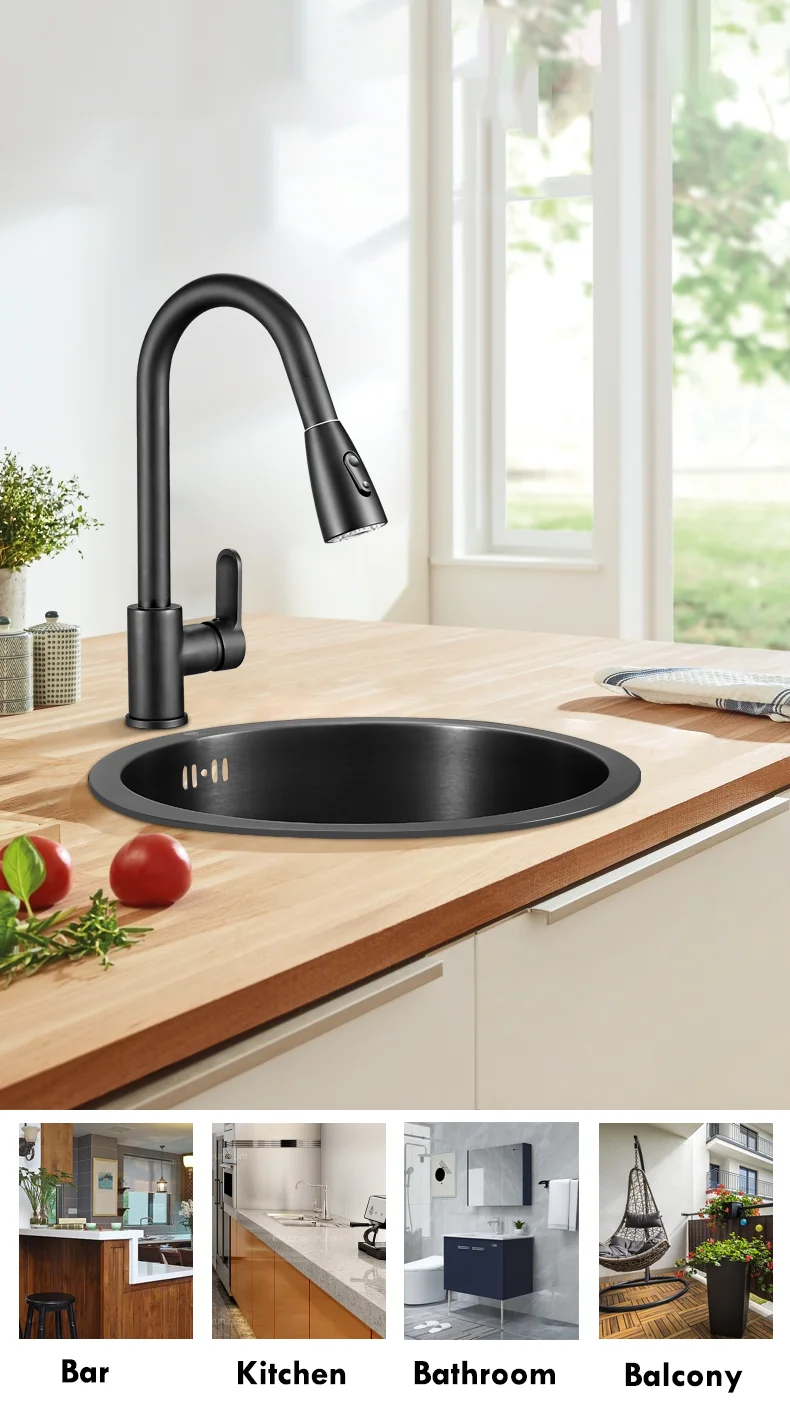 Круглая раковина кухонная раковина из нержавеющей стали - Фотография_4