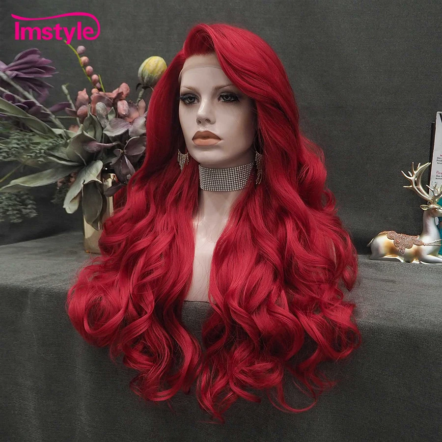 Imstyle красный парик длинный синтетический - Фотография_3