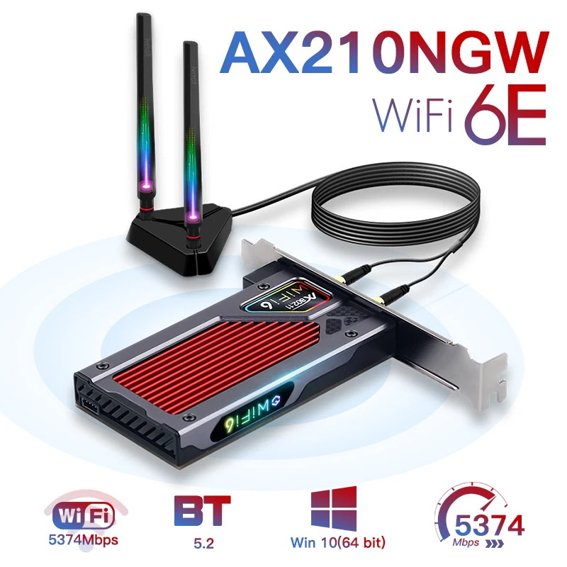 Беспроводной адаптер fenvi wifi 6e intel ax210 rgb pcie