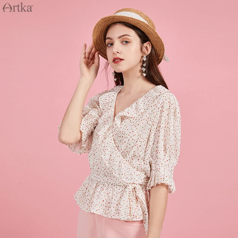 Женская винтажная шифоновая блузка artka