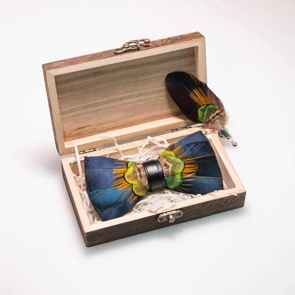 Eastepic ручной работы галстук-бабочка с перьями - Фотография_2