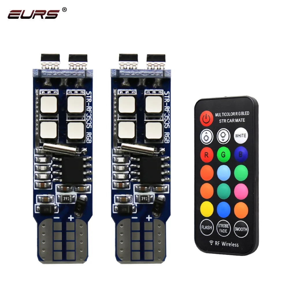 Eurs rgb t10 w5w 10 smd красочный