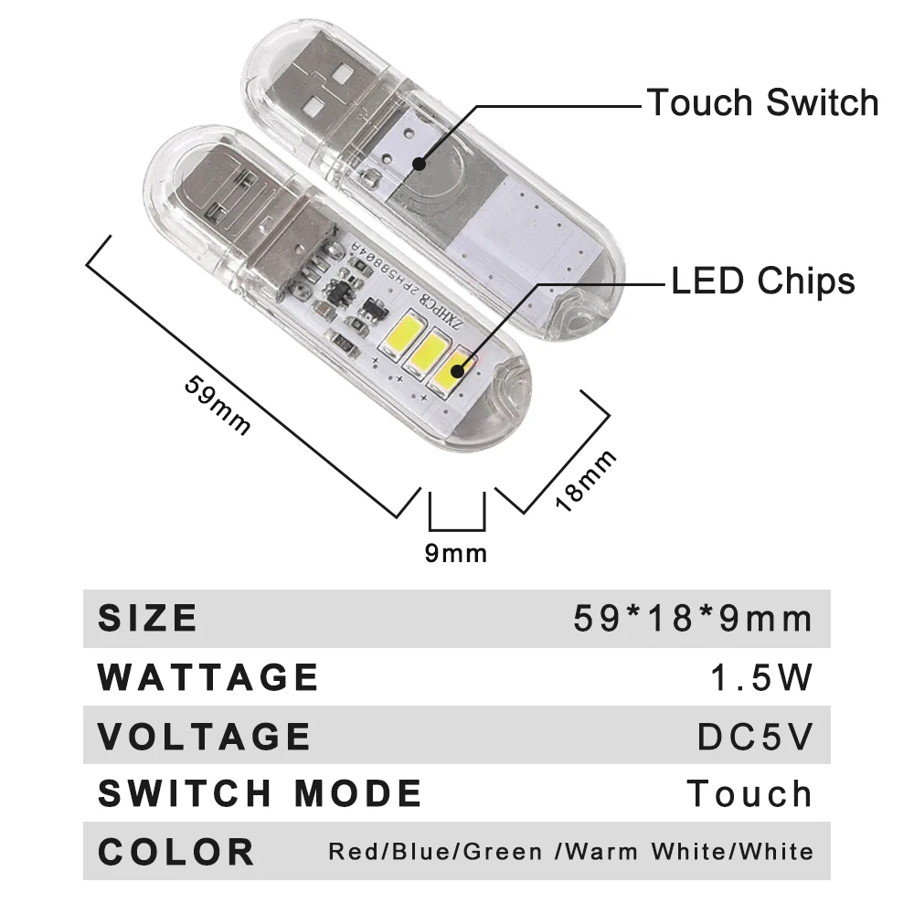 Сенсорный переключатель dc5v usb led мини-светильник для книг 1 - Фотография_2