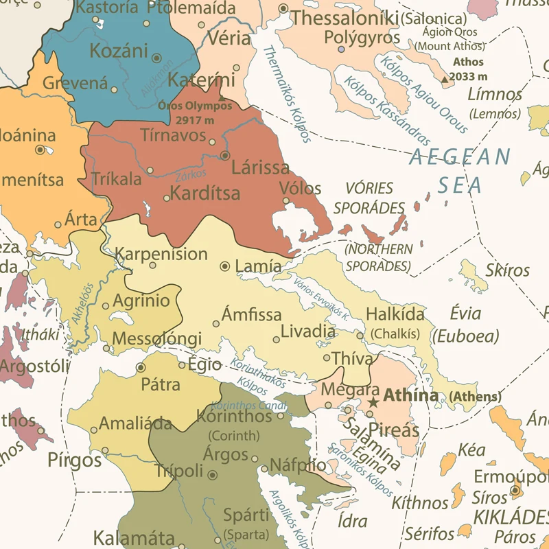 Красочная карта греции размер плаката - Фотография_5