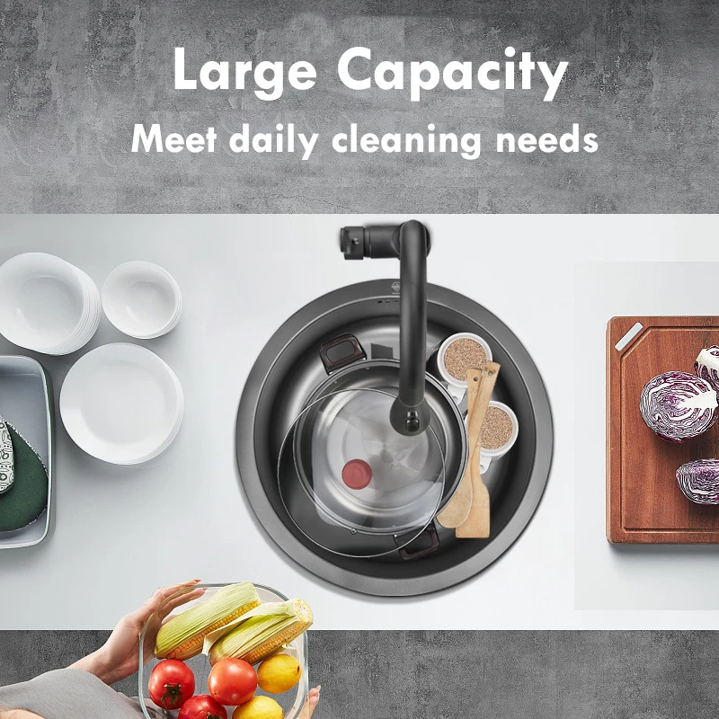 Круглая раковина кухонная раковина из нержавеющей стали - Фотография_2