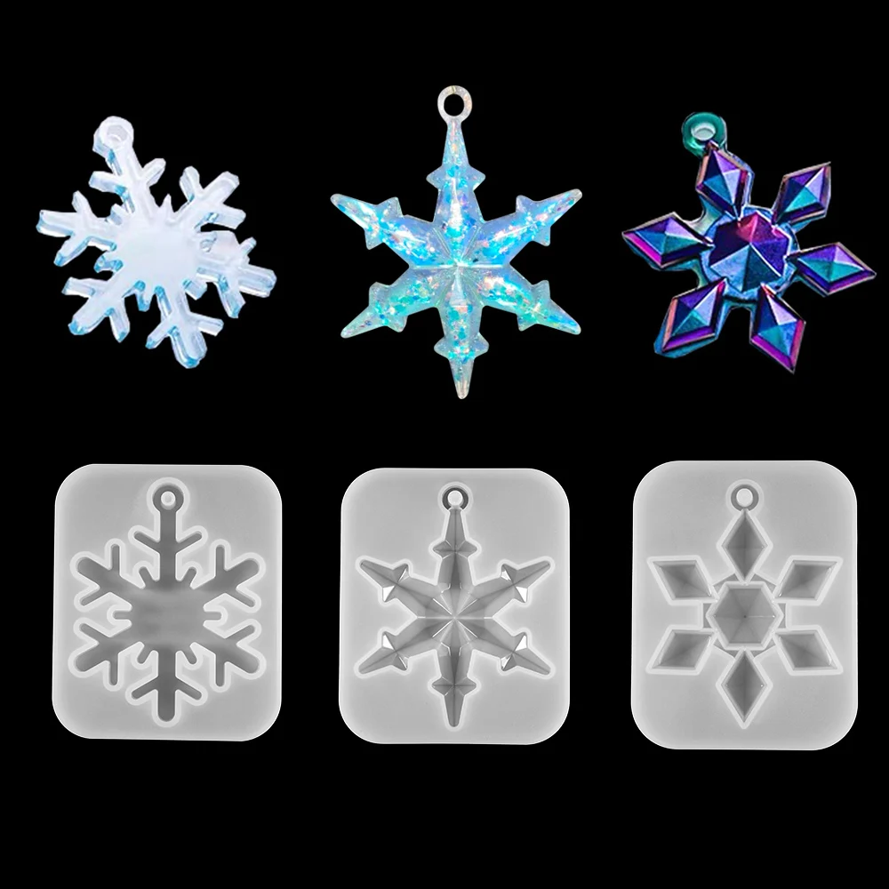 Снежинка силиконовые формы подвески с отверстием эпоксидная смола