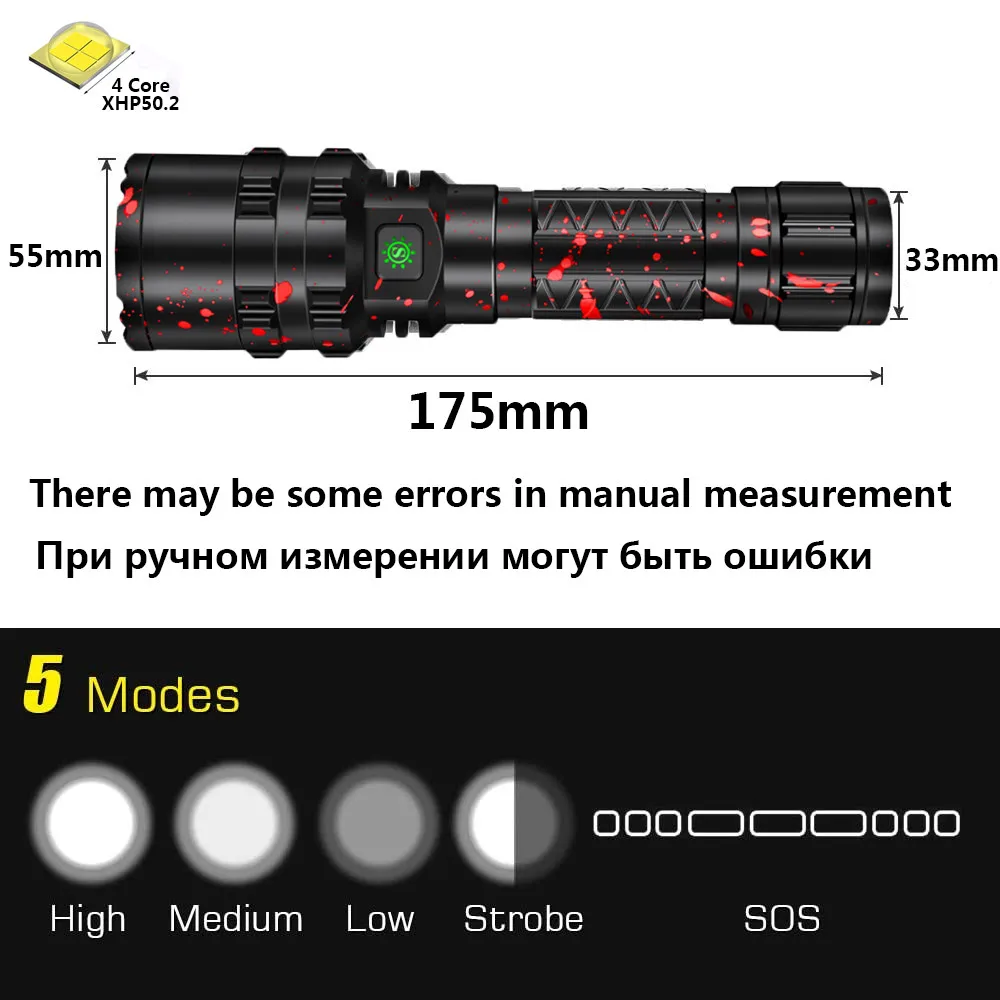 Светодиодный фонарик высокой мощности xhp50.2 xlamp l2 - Фотография_2