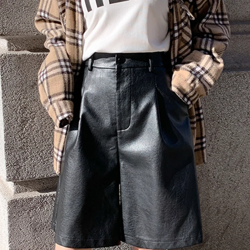 Женские шорты из искусственной кожи на осень и зиму - Фотография_3