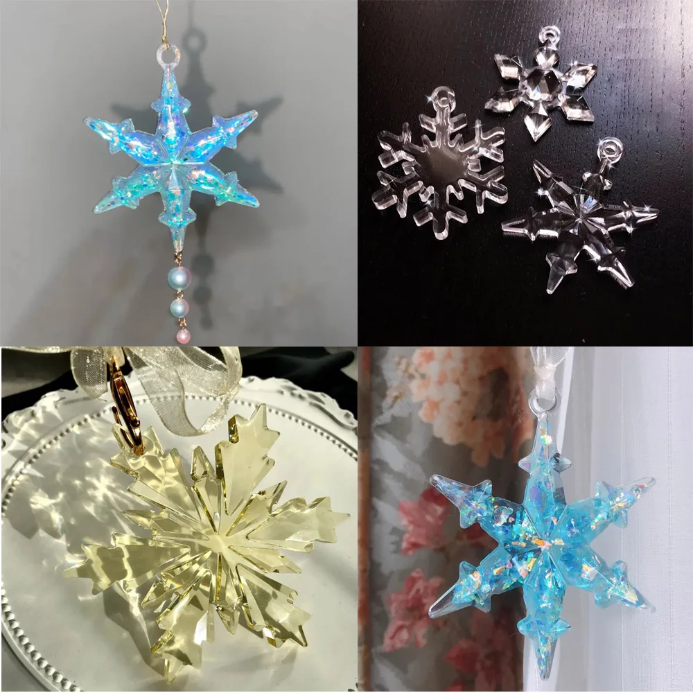 Снежинка силиконовые формы подвески с отверстием эпоксидная смола - Фотография_3