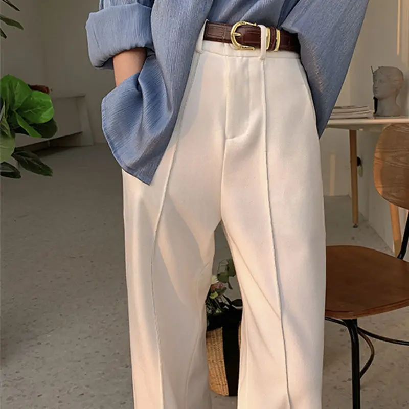 Брюки женские с завышенной талией и широкими штанинами