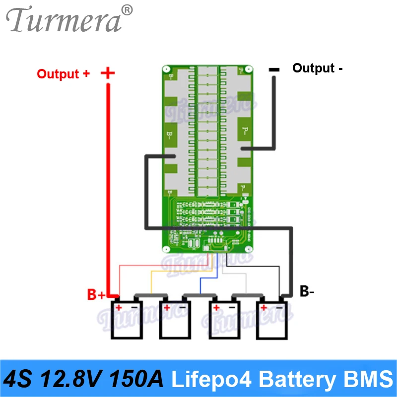 Turmera 4s 12,8 в 150 а lifepo4 bms 92 ма балансирующий ток для 3 - Фотография_6