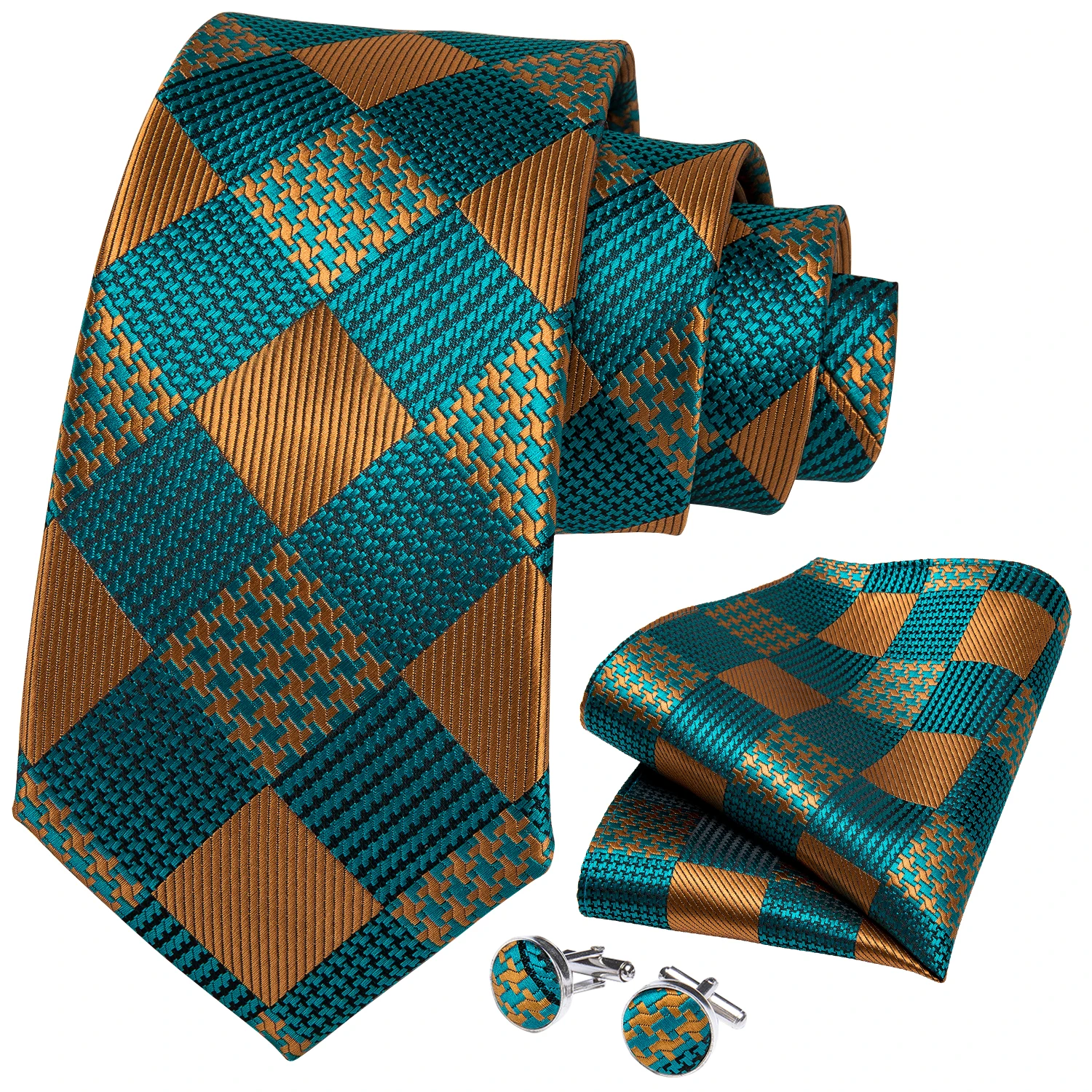 Бирюзовые зеленые оранжевые клетчатые - Фотография_3