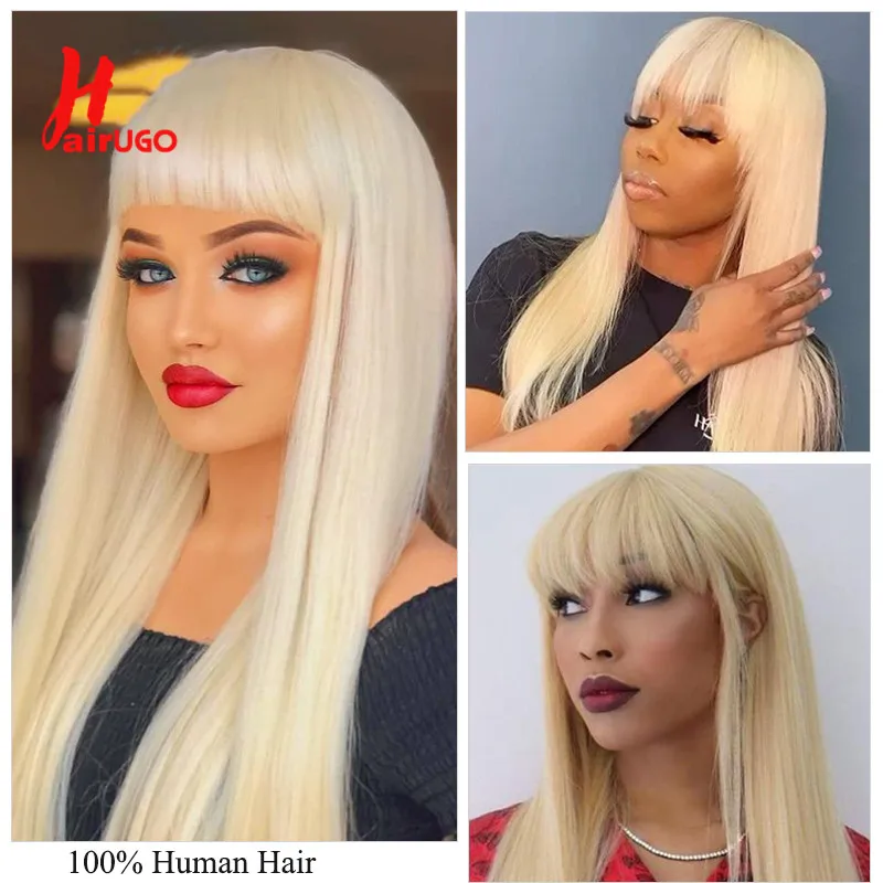 Парик блонд из человеческих волос 613 # с челкой - Фотография_3