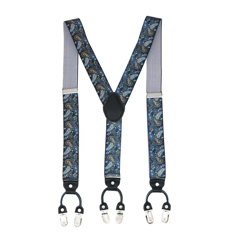 Black real leather 6 clips suspenders - Фотография_3