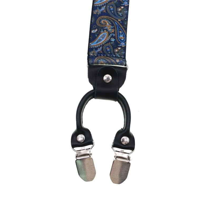 Black real leather 6 clips suspenders - Фотография_5