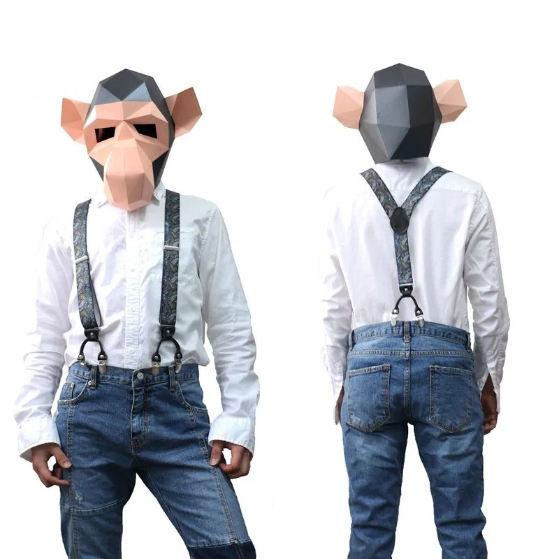 Black real leather 6 clips suspenders - Фотография_2