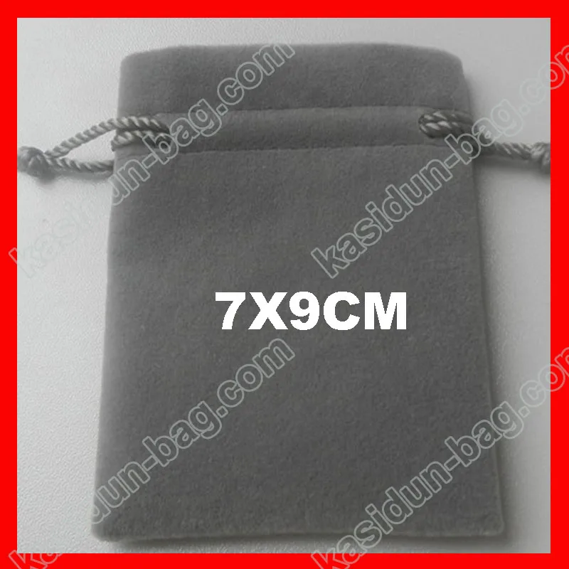 7x9 см серый бархатный мешочек