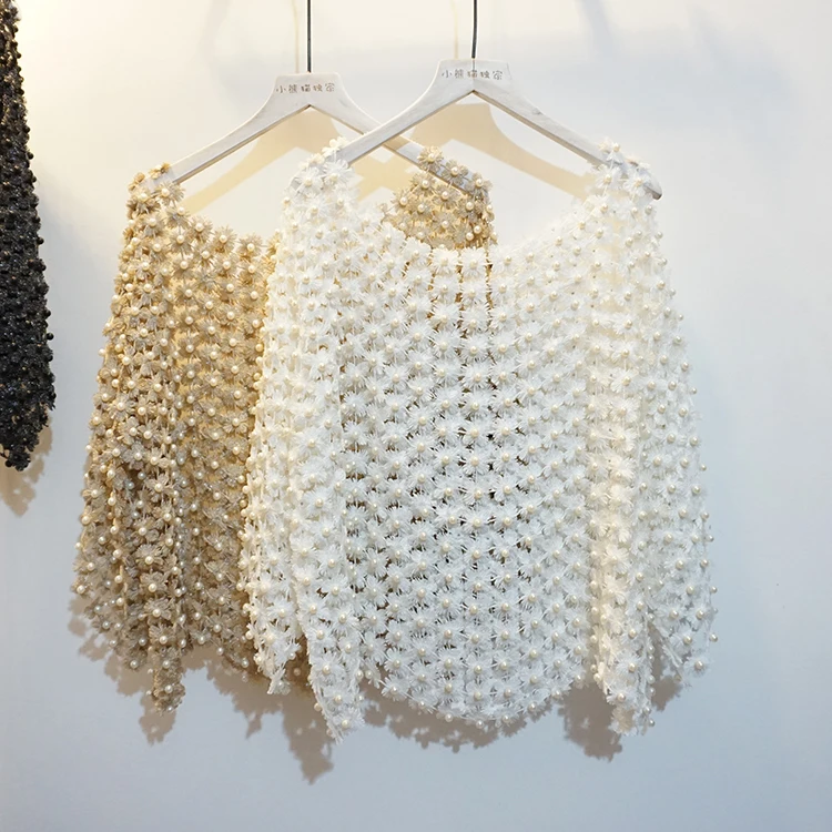 Женская роскошная блузка с жемчугом и бусинами cakucool - Фотография_6