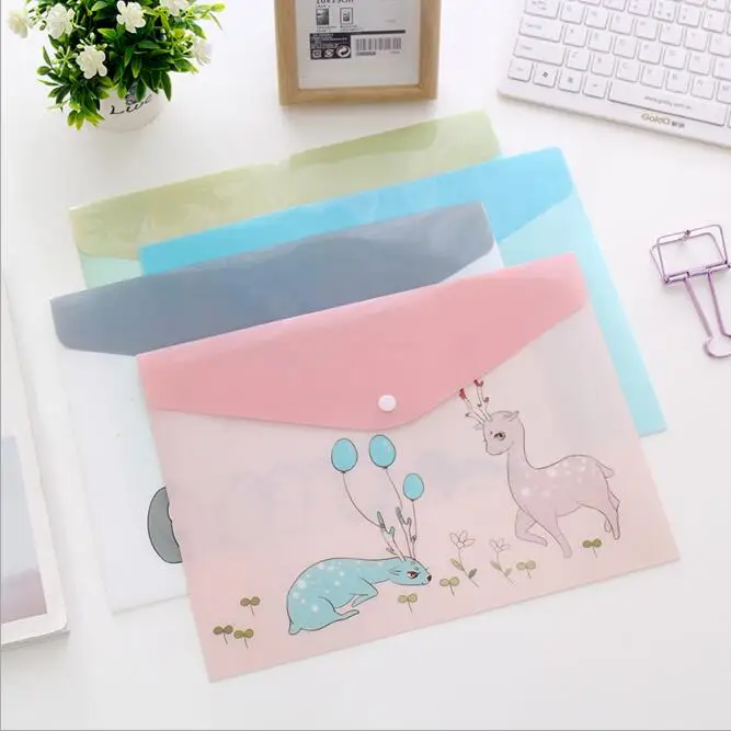 Водонепроницаемая пластиковая папка с несколькими карманами kawaii a4