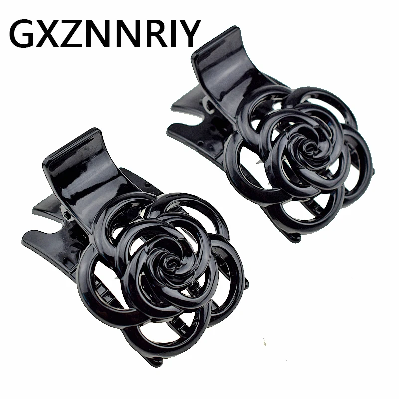 Заколка-краб женская с черными розами