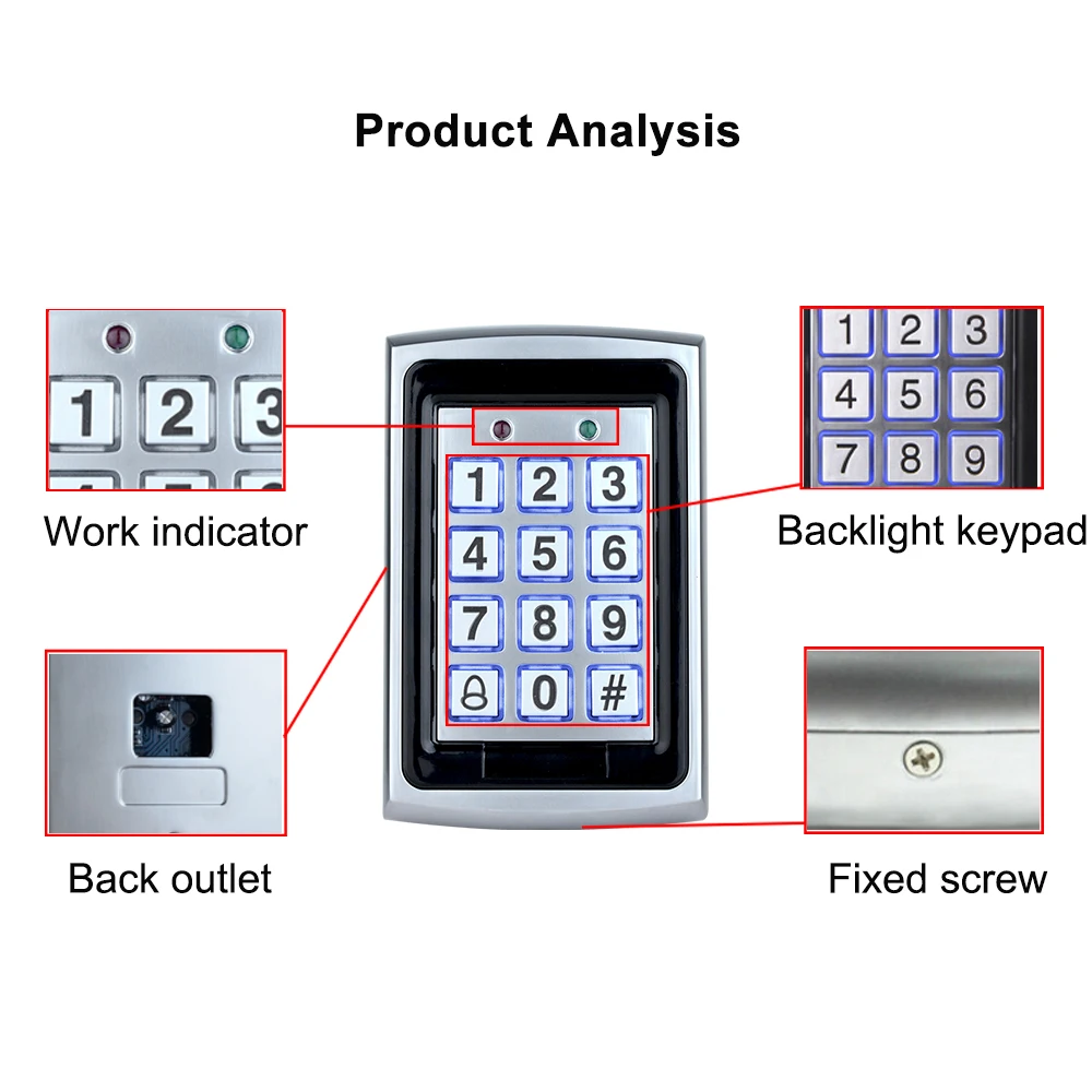 Rfid металлическая клавиатура контроля доступа - Фотография_4