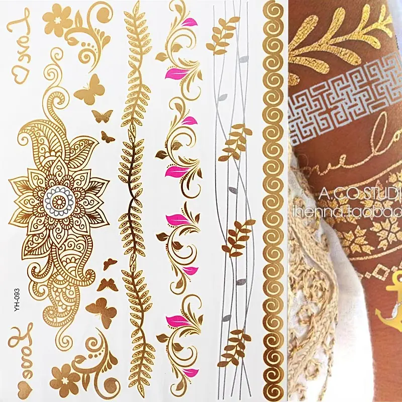 1 лист flash boho металлик золотые