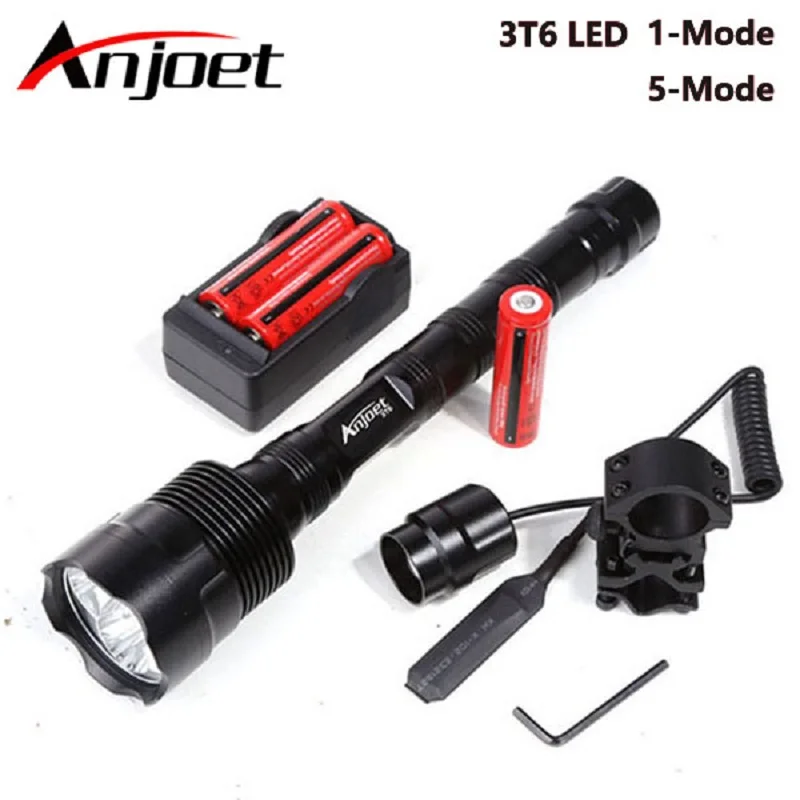 Anjoet 6000lm мощный светодиодный тактический фонарик 3xt6 18650