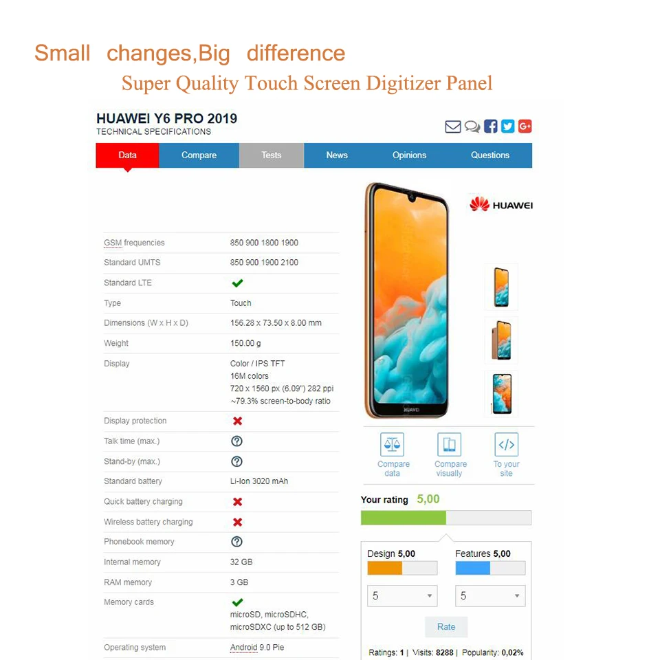 Для huawei y6 prime 2019 сенсорный - Фотография_4