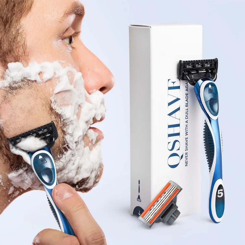 Qshave blue мужской ручной триммер для бритья (1 лезвие x3 - Фотография_4
