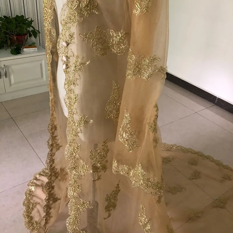 Роскошные золотые свадебные накидки с реальным изображением - Фотография_4