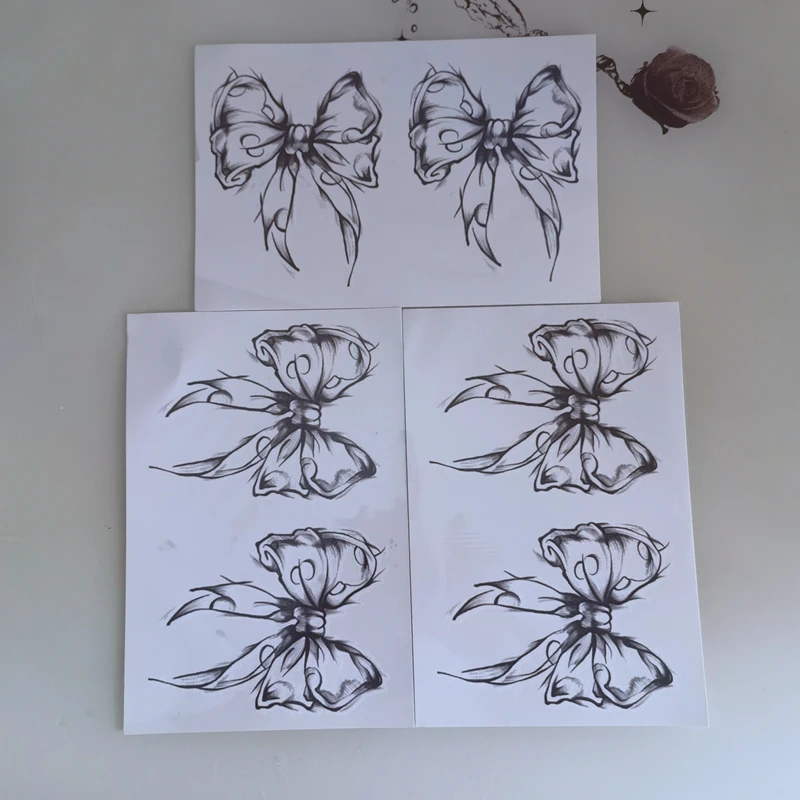 Новинка 2021, наклейки из искусственной татуировки с темным бантом - Фотография_3