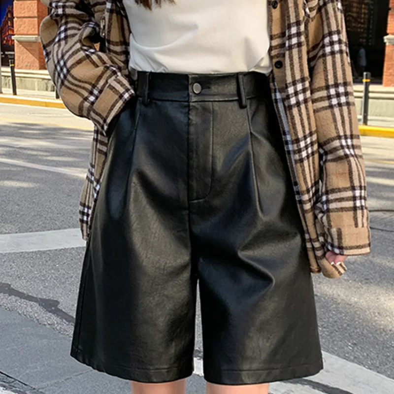 Женские шорты из искусственной кожи на осень и зиму - Фотография_2