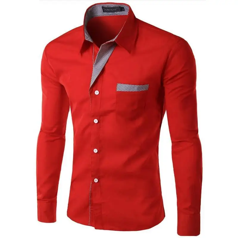 Лидер продаж, новая модная рубашка camisa masculina с длинным рукавом - Фотография_3