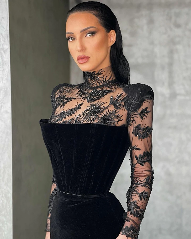 Smileven черное кружевное вечернее - Фотография_2
