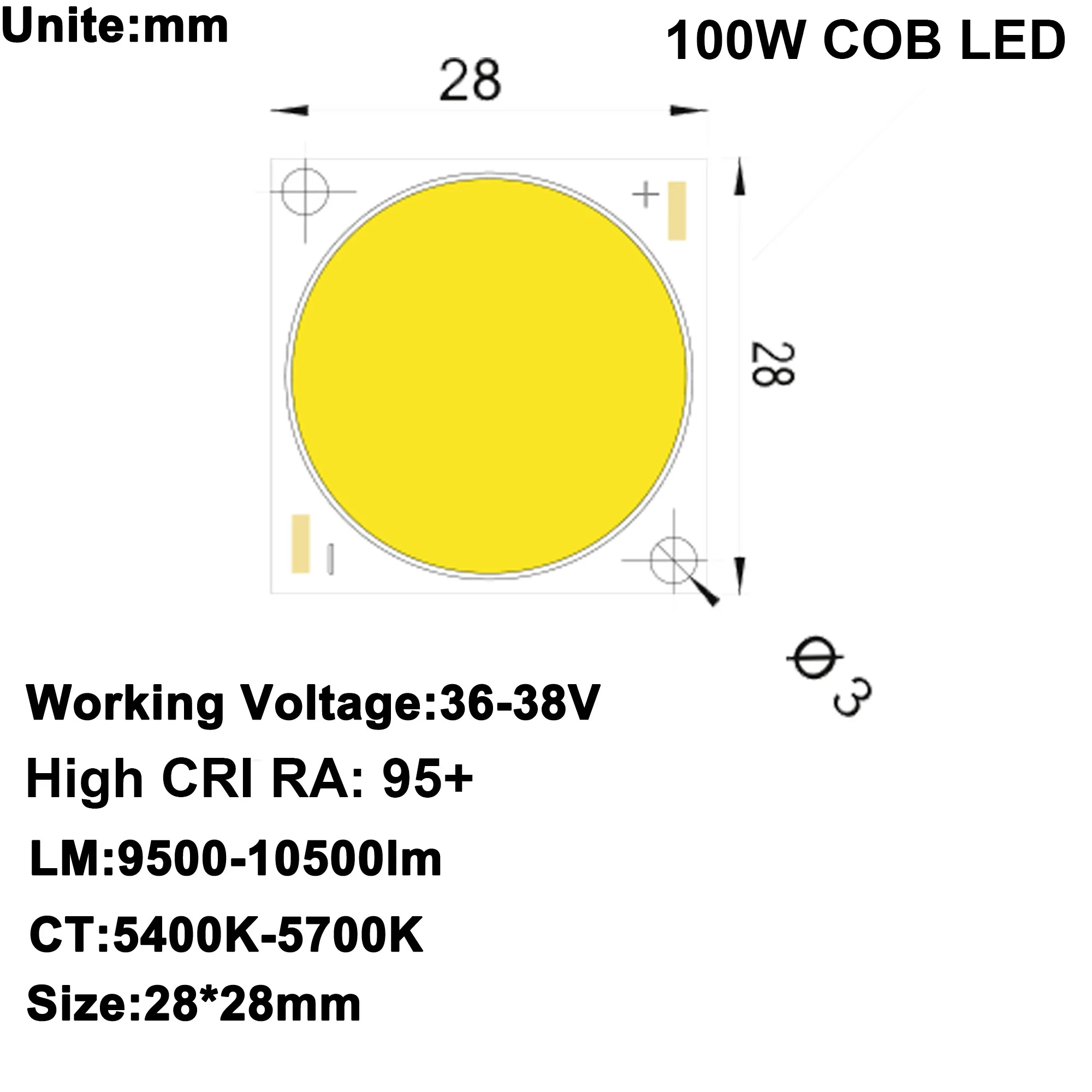 Diy led u - home high cri 95 + cob светодиодный белый dc34 - 36v 2