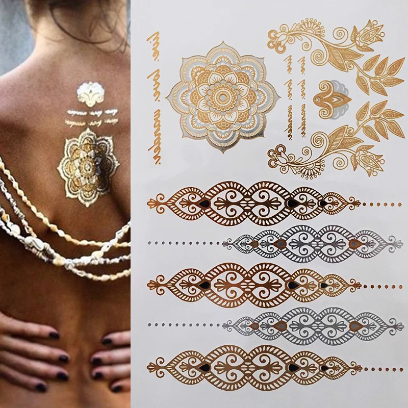 1 лист flash boho металлик золотые - Фотография_3