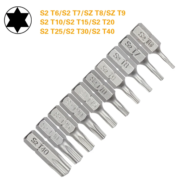 1-дюймовый t6 t7 t8 t9 t10 t15 набор отверток torx s2 сталь 1/4 дюйма 6