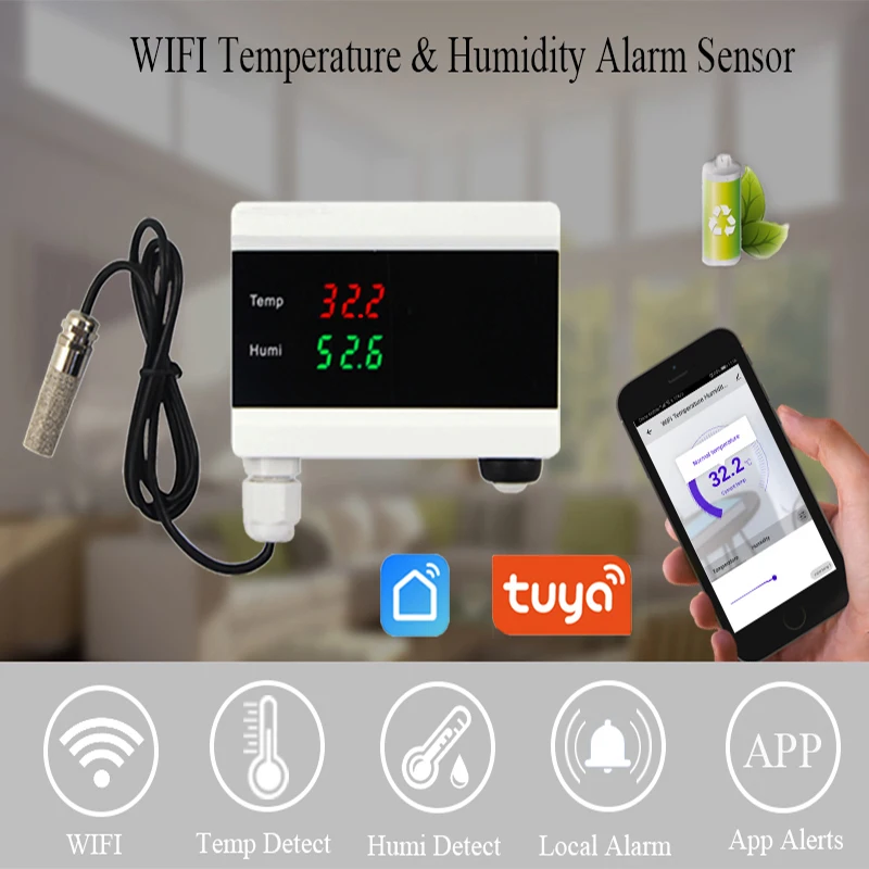 Wi-fi датчик температуры и влажности tuya