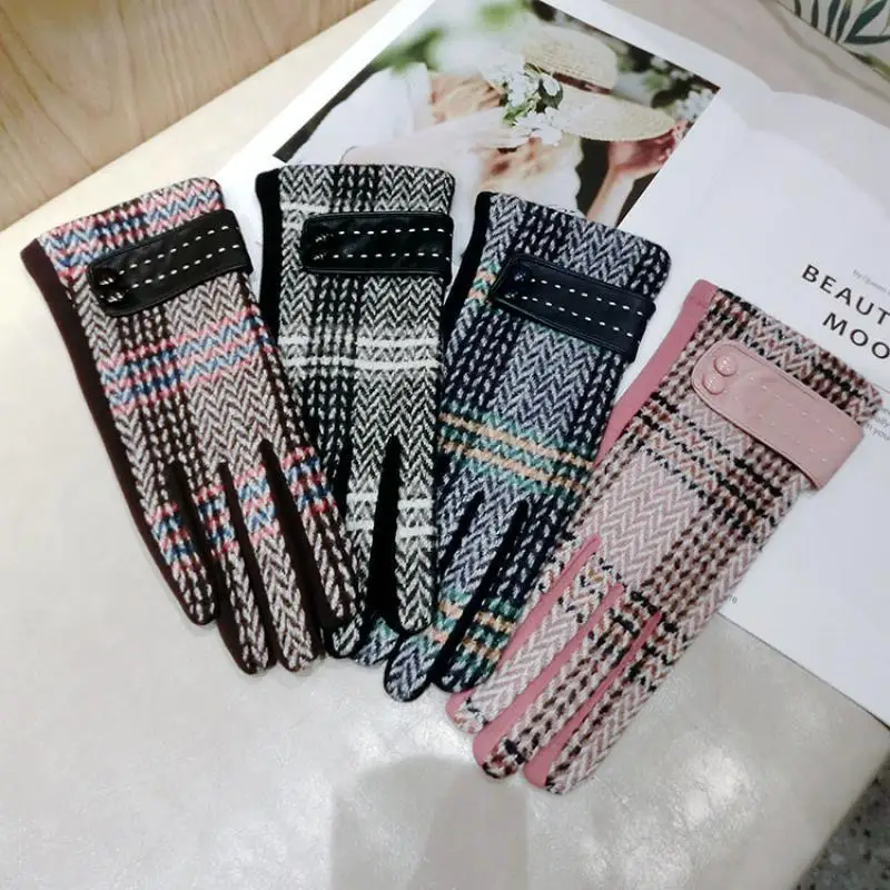 Шерстяные перчатки из искусственной кожи в полоску - Фотография_5