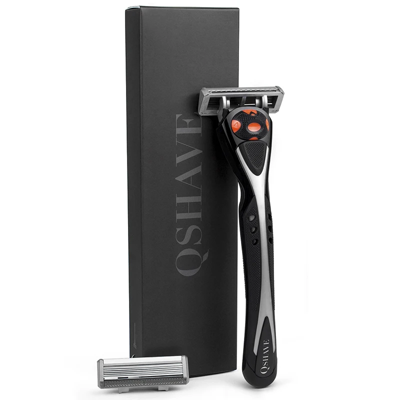 Qshave black spider новинка 6 лезвий бритва для мужчин (1 шт. ручка